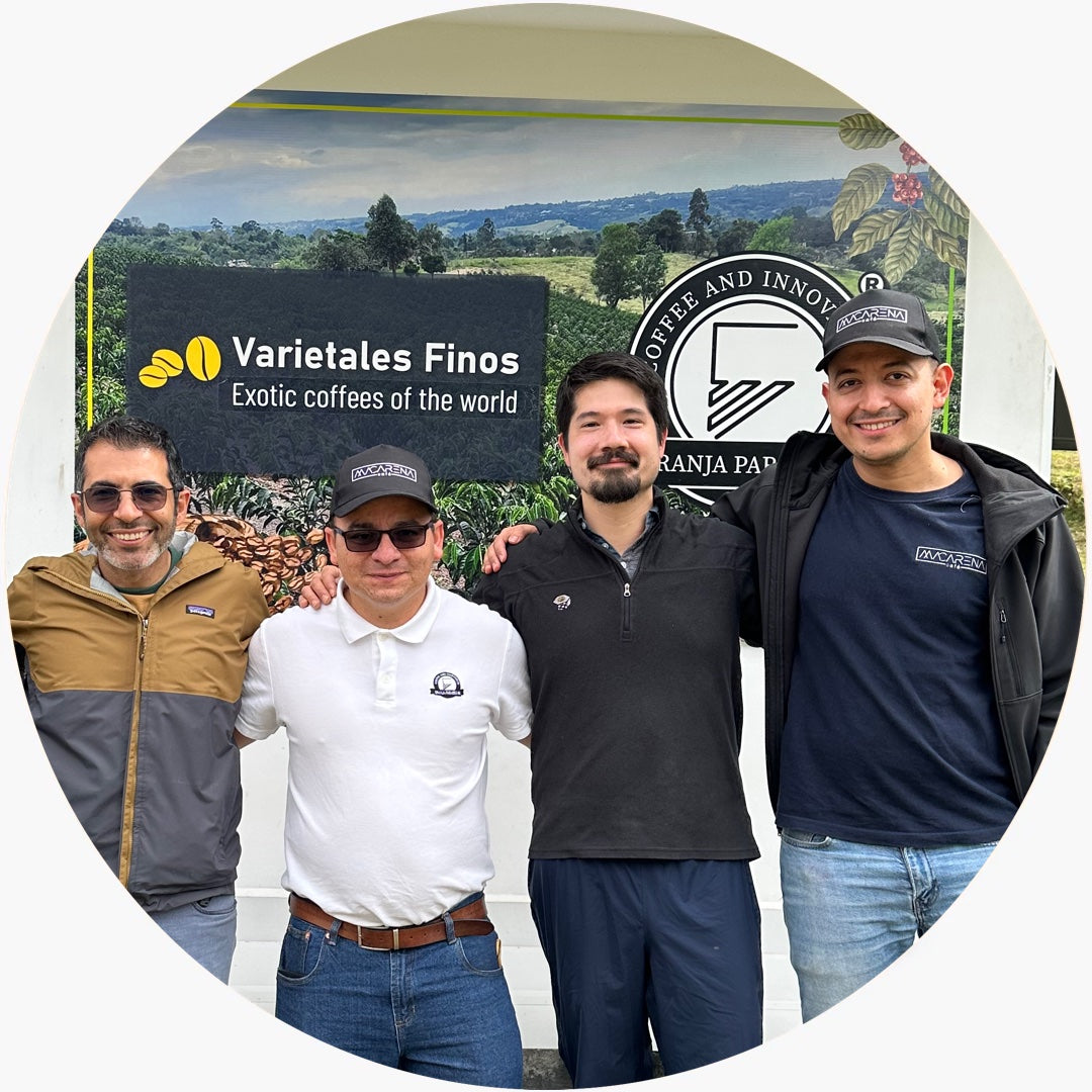 From left to right, Ali, Wilton, Daniel, and Santiago from Continuum Coffee, Granja Paraiso 92, and Macarena Cafe